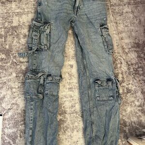 Aeropostale Women's Light Blue Cargo Jeans